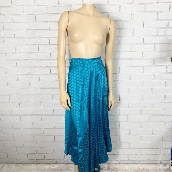 Missguided asymmetric midi skirt in teal polka dot - Picture 1 of 8